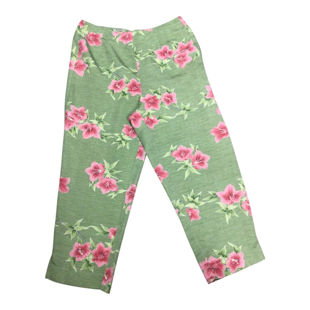 Tommy Bahama 100% Silk Floral Pants Sz 10 Back Zip